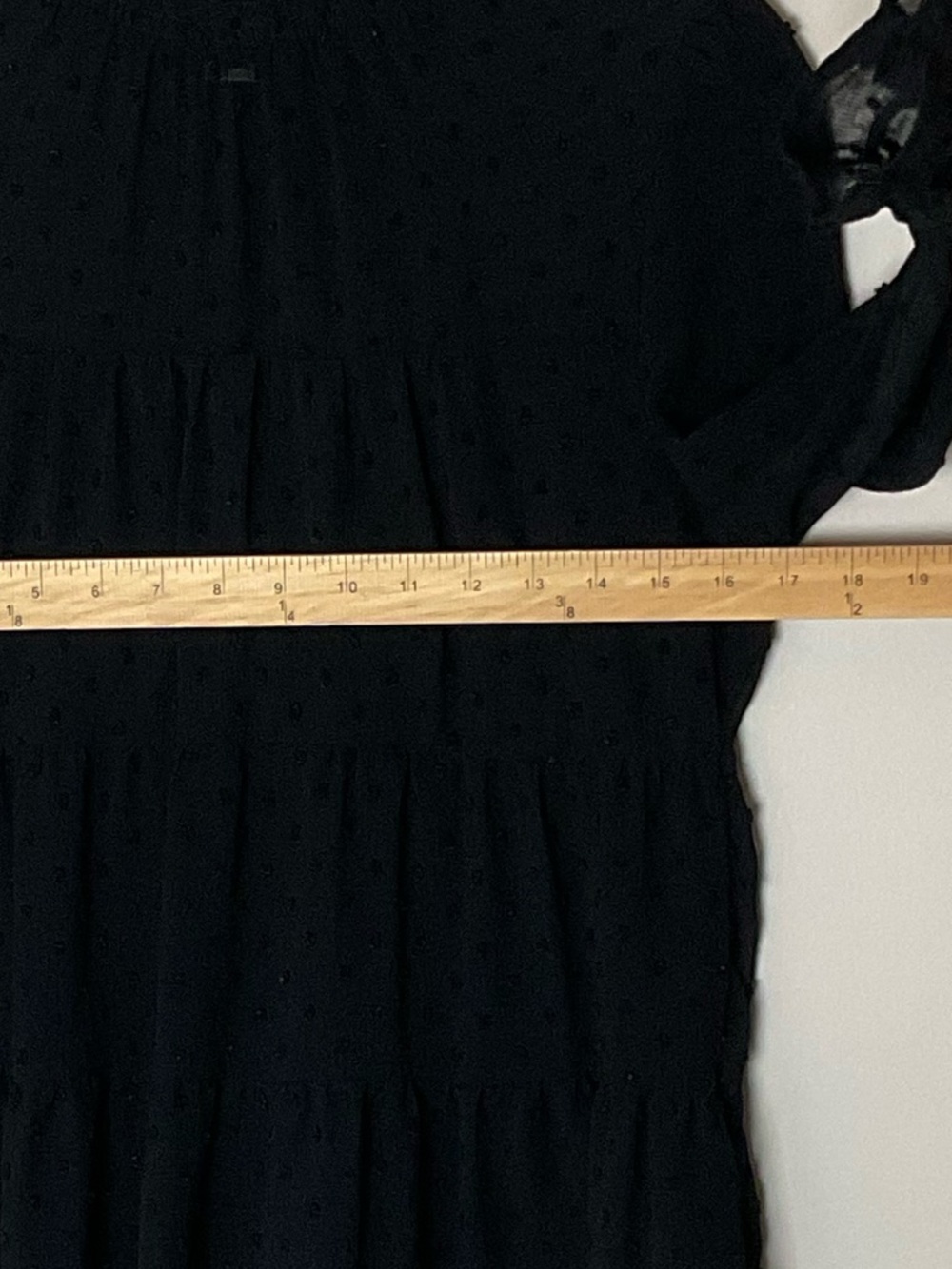 Monteau Womens Black Swiss Dot Ruffle Neck Blouse Ruffle Tiered Mock Neck Sz  XL - Picture 3 of 6